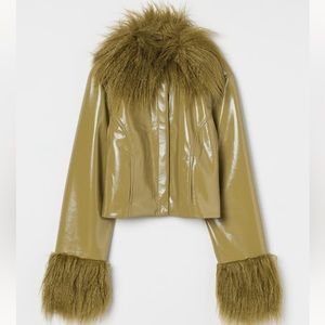 H&M Faux-fur trimmed jacket size Medium